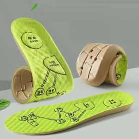 Foot Acupressure Insole Men Women Soft Breathable Sports Cushion Inserts Sweat-absorbing Deodorant Insole Shoe Pads (Color: Green, Shoe Size: 43-44)